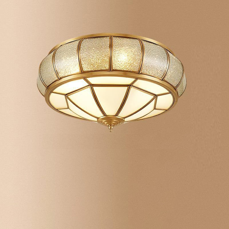 Modern Luxury Floral Pod Round Glass Copper 3/4 Light Flush Mount Ceiling Light For Living Room