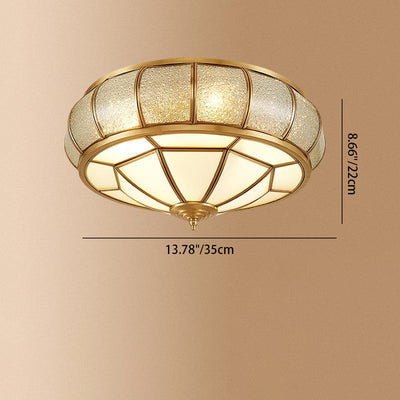 Modern Luxury Floral Pod Round Glass Copper 3/4 Light Flush Mount Ceiling Light For Living Room