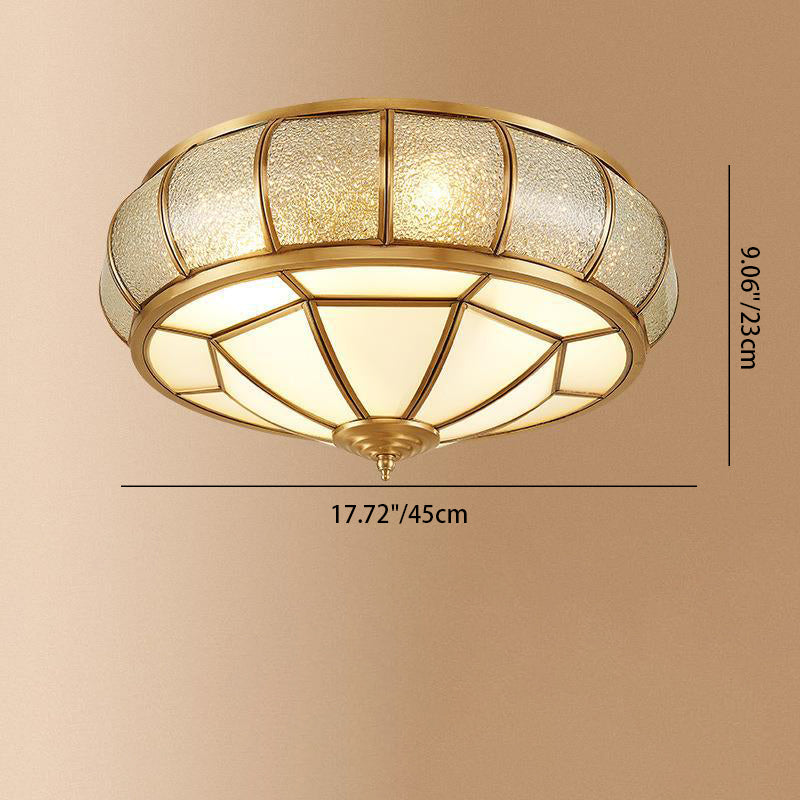 Modern Luxury Floral Pod Round Glass Copper 3/4 Light Flush Mount Ceiling Light For Living Room