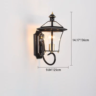 Contemporary Nordic Room Square Glass Copper 1-Light Wall Sconce Lamp For Outdoor Patio