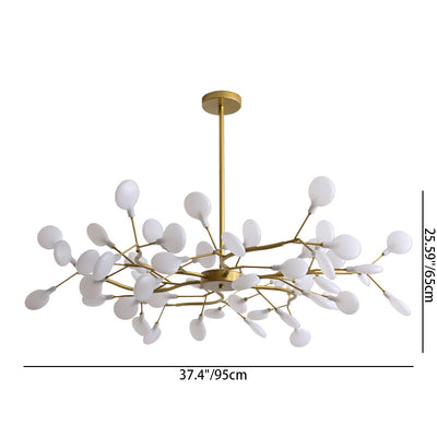 Contemporary Nordic Round Branch PC Iron 45-Light Chandeliers For Living Room