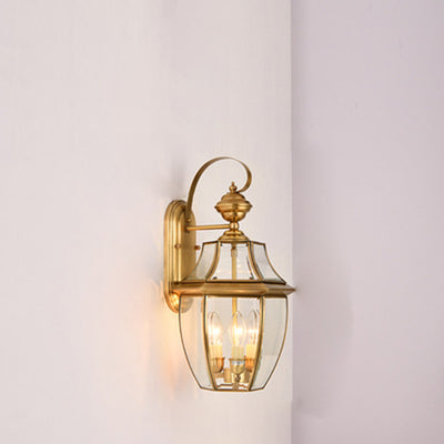 Contemporary Scandinavian Hexagonal Round Square Glass Brass 1/3 Light Wall Sconce Lamp For Garden