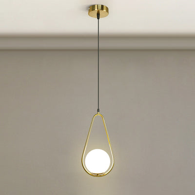 Modern Minimalist Tapered Oval Glass Hardware 1-Light Pendant Light For Living Room