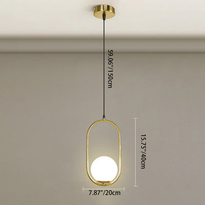 Modern Minimalist Tapered Oval Glass Hardware 1-Light Pendant Light For Living Room