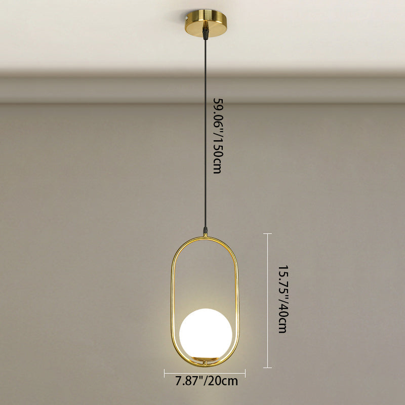 Modern Minimalist Tapered Oval Glass Hardware 1-Light Pendant Light For Living Room