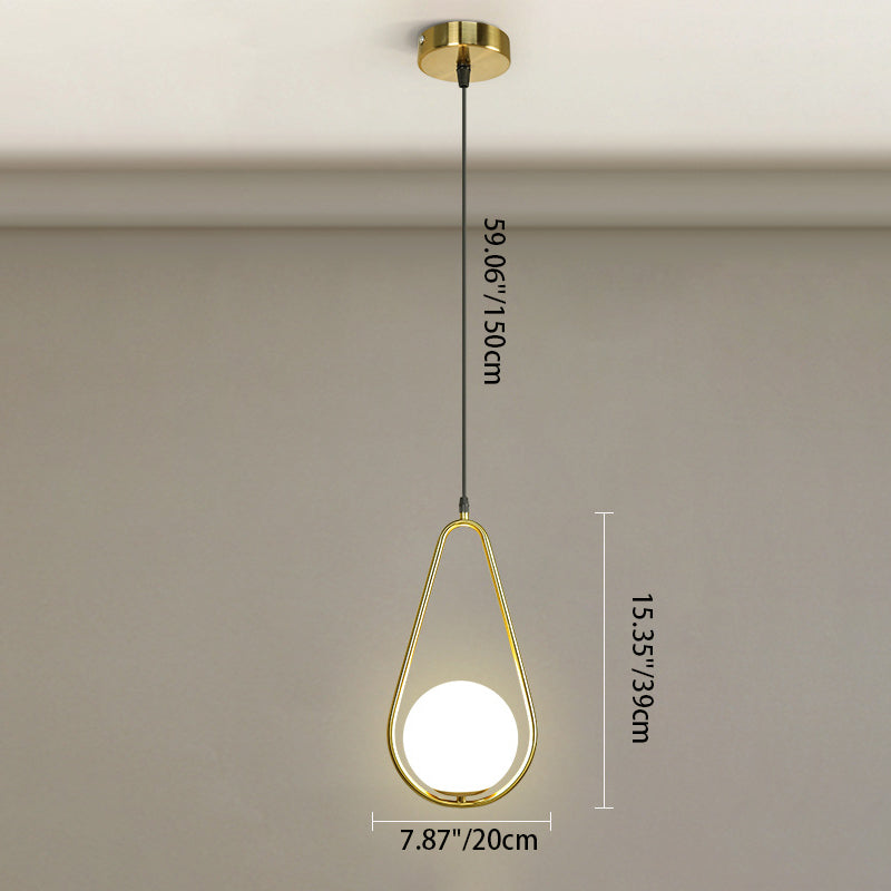 Modern Minimalist Tapered Oval Glass Hardware 1-Light Pendant Light For Living Room