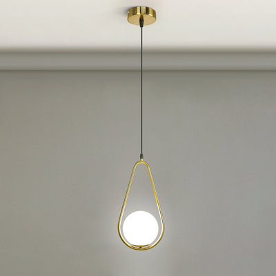 Modern Minimalist Tapered Oval Glass Hardware 1-Light Pendant Light For Living Room