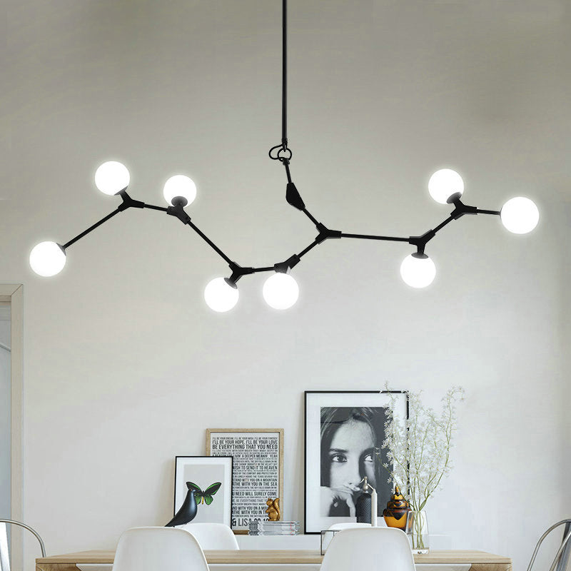 Contemporary Scandinavian Magic Bean Branch Glass Aluminum 8-Light Chandeliers For Living Room