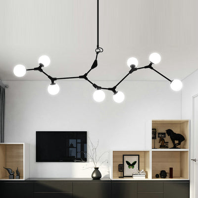 Contemporary Scandinavian Magic Bean Branch Glass Aluminum 8-Light Chandeliers For Living Room