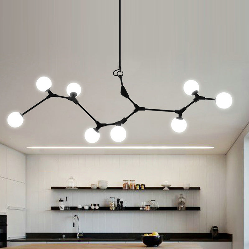 Contemporary Scandinavian Magic Bean Branch Glass Aluminum 8-Light Chandeliers For Living Room