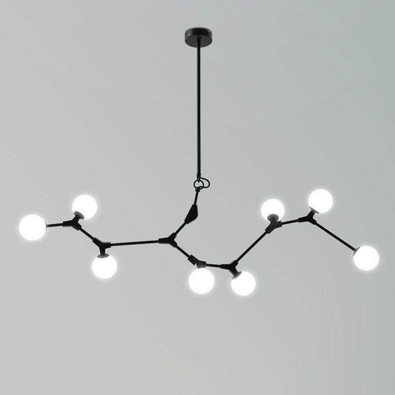 Contemporary Scandinavian Magic Bean Branch Glass Aluminum 8-Light Chandeliers For Living Room