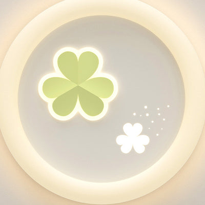 Modern Art Deco Clover Leaf Butterfly Round PE Iron LED Flush Mount Ceiling Light For Living Room