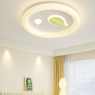 Modern Art Deco Clover Leaf Butterfly Round PE Iron LED Flush Mount Ceiling Light For Living Room