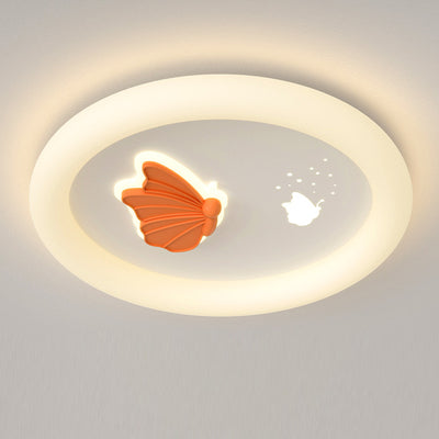 Modern Art Deco Clover Leaf Butterfly Round PE Iron LED Flush Mount Ceiling Light For Living Room