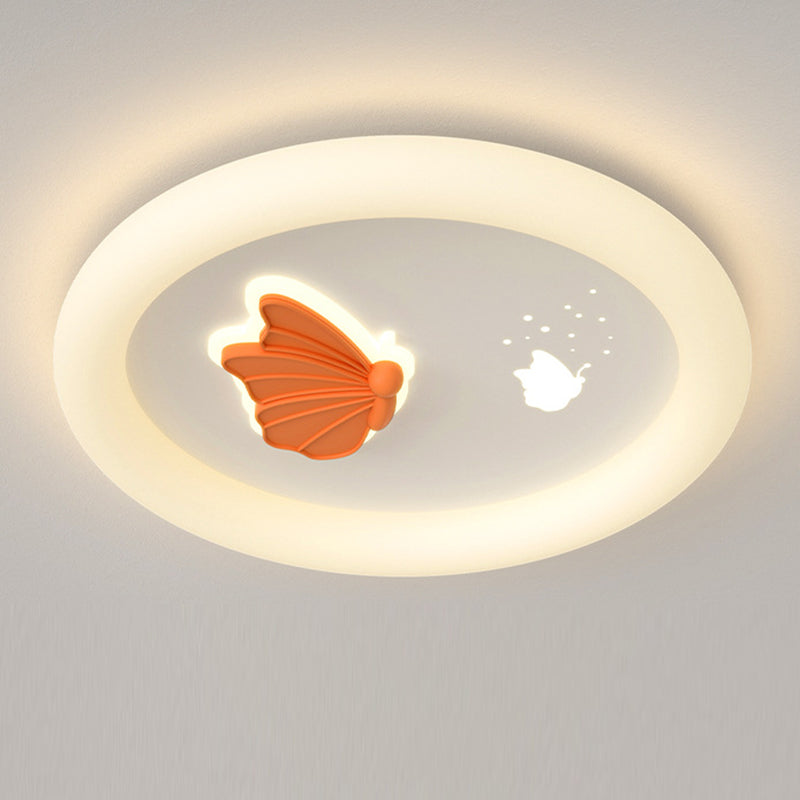 Modern Art Deco Clover Leaf Butterfly Round PE Iron LED Flush Mount Ceiling Light For Living Room