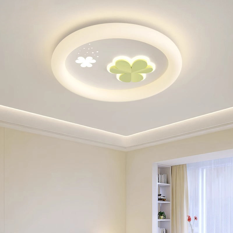 Modern Art Deco Clover Leaf Butterfly Round PE Iron LED Flush Mount Ceiling Light For Living Room