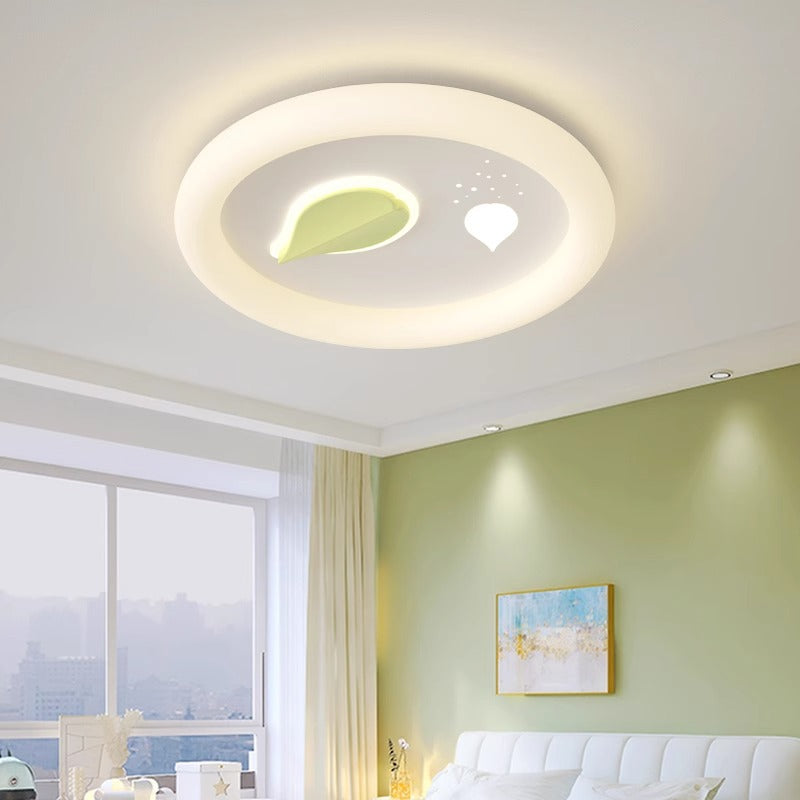 Modern Art Deco Clover Leaf Butterfly Round PE Iron LED Flush Mount Ceiling Light For Living Room