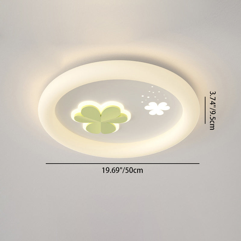 Modern Art Deco Clover Leaf Butterfly Round PE Iron LED Flush Mount Ceiling Light For Living Room