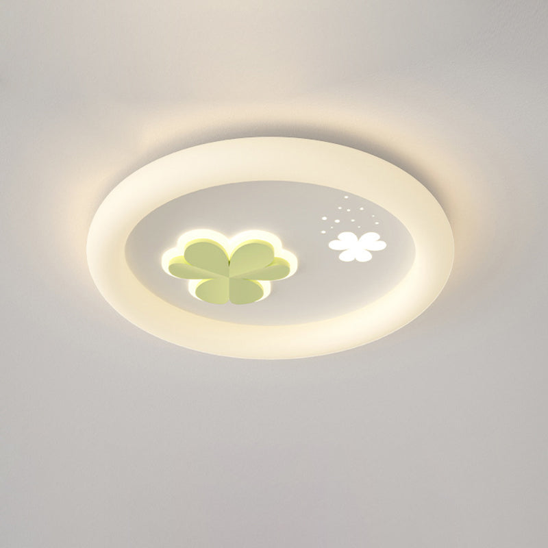 Modern Art Deco Clover Leaf Butterfly Round PE Iron LED Flush Mount Ceiling Light For Living Room