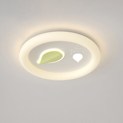 Modern Art Deco Clover Leaf Butterfly Round PE Iron LED Flush Mount Ceiling Light For Living Room