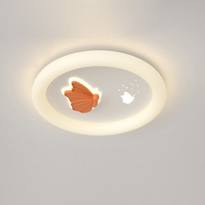 Modern Art Deco Clover Leaf Butterfly Round PE Iron LED Flush Mount Ceiling Light For Living Room