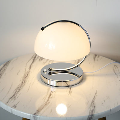 Contemporary Nordic Semicircle Curved Round Glass Iron 1-Light Table Lamp For Bedroom