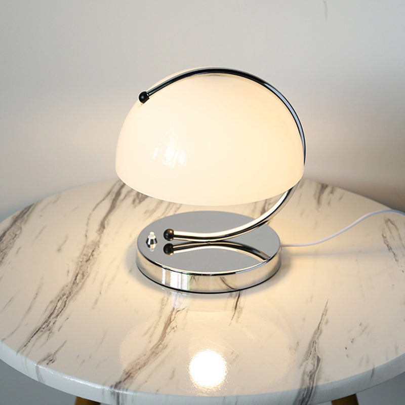 Contemporary Nordic Semicircle Curved Round Glass Iron 1-Light Table Lamp For Bedroom