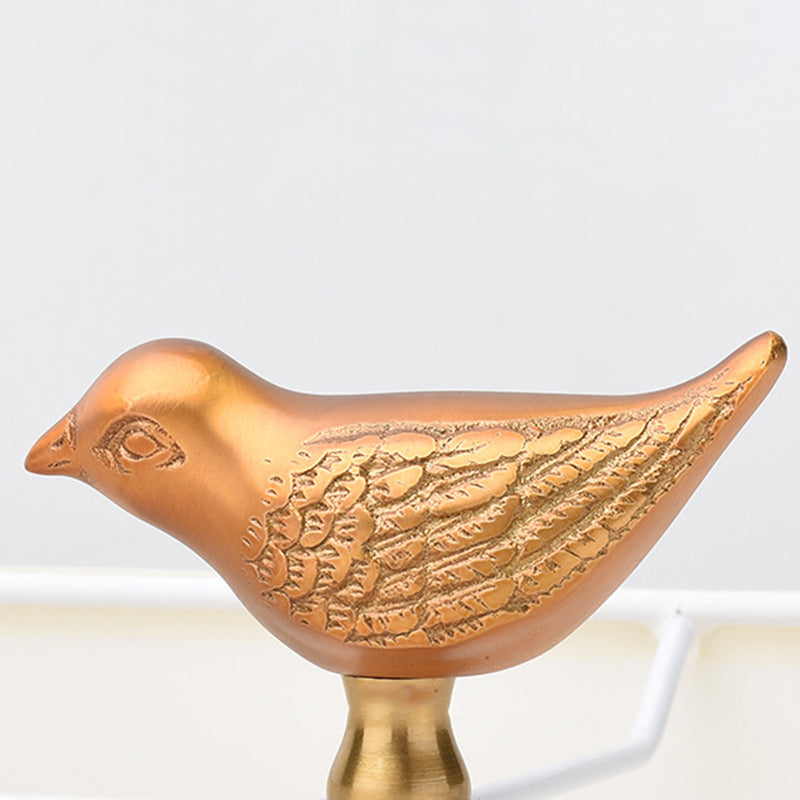 Traditional Chinese Square Bird Round Fabric Copper Metal 1-Light Table Lamp For Living Room