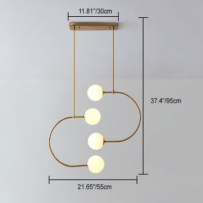 Moderne Einfachheit Magic Bean Biegen Glas Eisen 4-Licht Kronleuchter für Wohnzimmer 