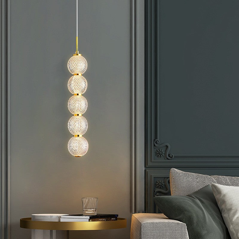 Contemporary Nordic Round Ball Longline Acrylic Iron 3/5 Light Chandelier For Living Room