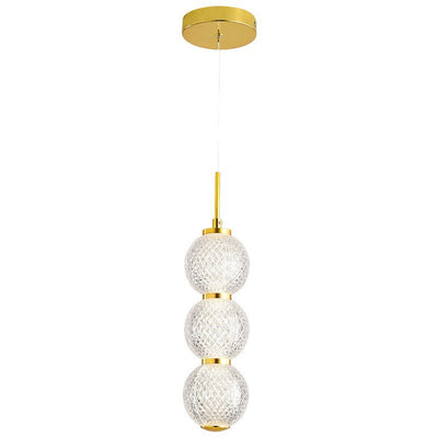 Contemporary Nordic Round Ball Longline Acrylic Iron 3/5 Light Chandelier For Living Room