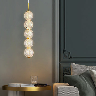 Contemporary Nordic Round Ball Longline Acrylic Iron 3/5 Light Chandelier For Living Room