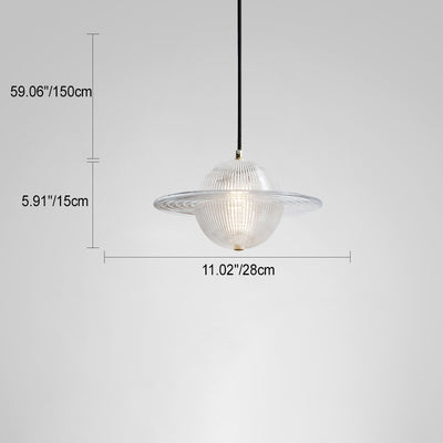 Contemporary Creative Planet Round Glass Iron LED Pendant Light For Bedroom