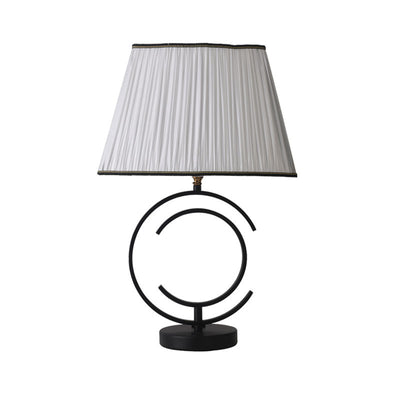 Moderne minimalistische runde quadratische Stoff Eisen 1-Licht Tischlampe für Wohnzimmer 