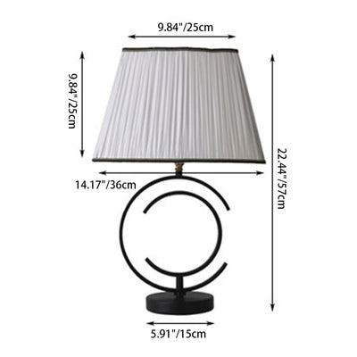 Moderne minimalistische runde quadratische Stoff Eisen 1-Licht Tischlampe für Wohnzimmer 