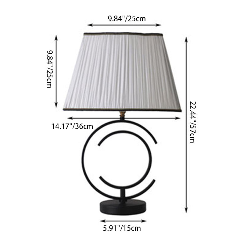 Moderne minimalistische runde quadratische Stoff Eisen 1-Licht Tischlampe für Wohnzimmer 