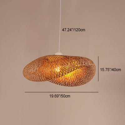 Traditional Chinese Irregular Hat Bamboo 1-Light Pendant Light For Living Room