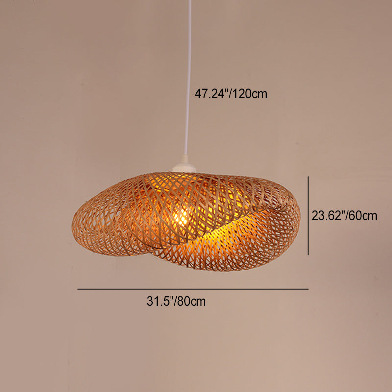 Traditional Chinese Irregular Hat Bamboo 1-Light Pendant Light For Living Room