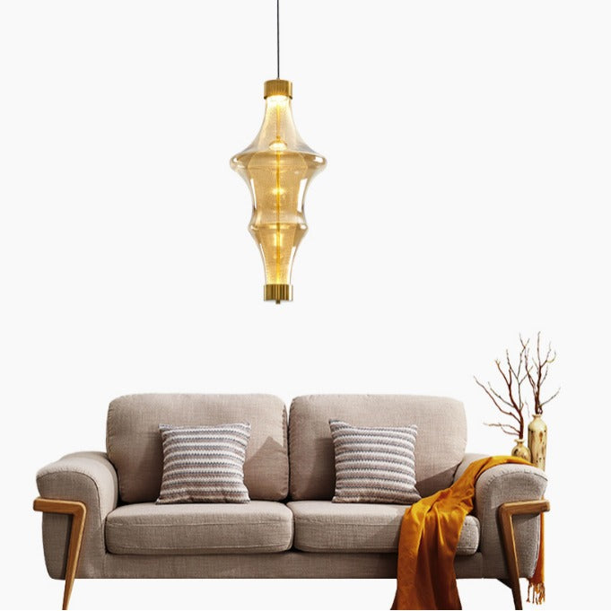 Contemporary Scandinavian Round Irregular Cylinder Glass Hardware LED Pendant Light For Living Room