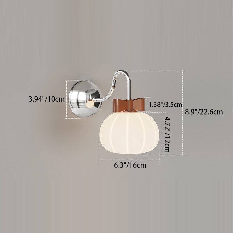 Modern Minimalist Bow Pumpkin Orb Glass Iron LED Wall Sconce Lamp For Bedroom