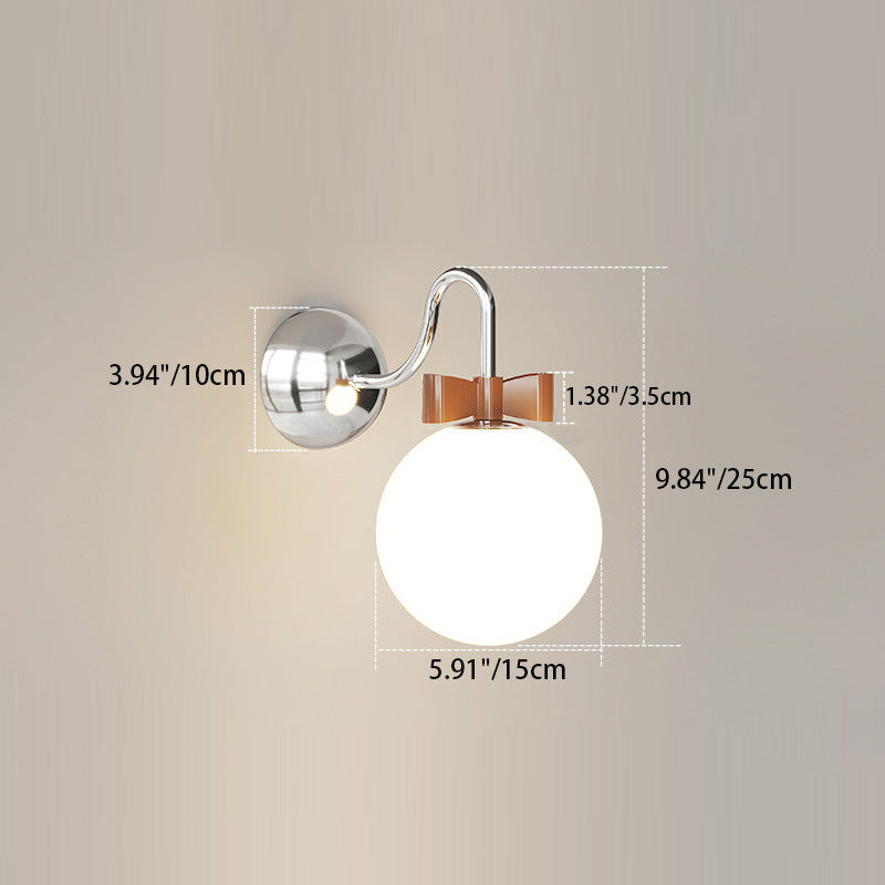 Modern Minimalist Bow Pumpkin Orb Glass Iron LED Wall Sconce Lamp For Bedroom