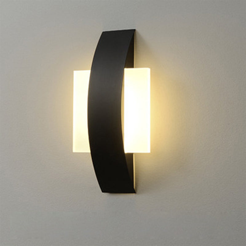 Modern Minimalist Curved Square Round Acrylic Iron LED Wall Sconce Lamp For Bedroom