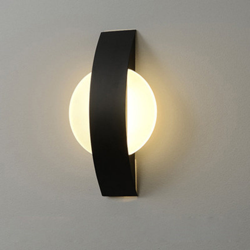 Modern Minimalist Curved Square Round Acrylic Iron LED Wall Sconce Lamp For Bedroom