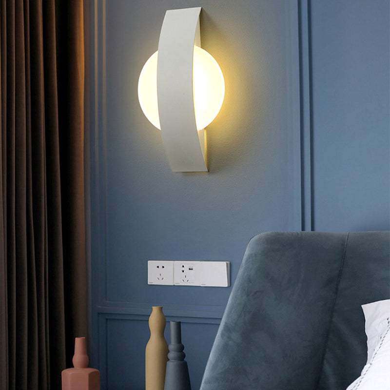 Modern Minimalist Curved Square Round Acrylic Iron LED Wall Sconce Lamp For Bedroom