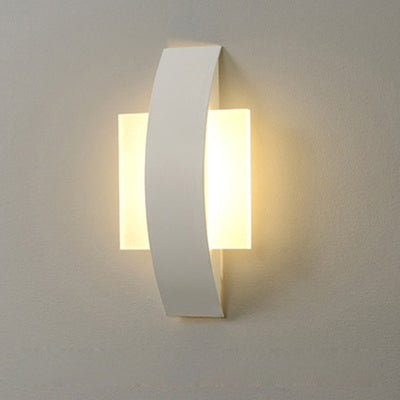 Modern Minimalist Curved Square Round Acrylic Iron LED Wall Sconce Lamp For Bedroom