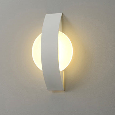 Modern Minimalist Curved Square Round Acrylic Iron LED Wall Sconce Lamp For Bedroom