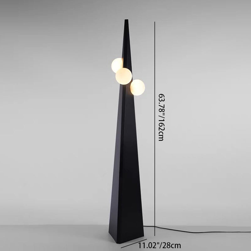 Modern Minimalist Triangle Cone Magic Bean Glass Iron 3-Light Standing Floor Lamp For Living Room