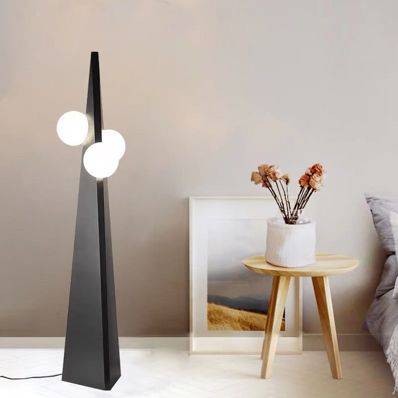 Modern Minimalist Triangle Cone Magic Bean Glass Iron 3-Light Standing Floor Lamp For Living Room