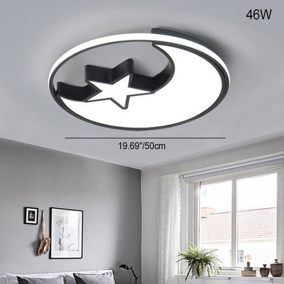 Modern Minimalist Star Crescent Circle Acrylic Aluminum Iron LED Flush Mount Ceiling Light For Bedroom