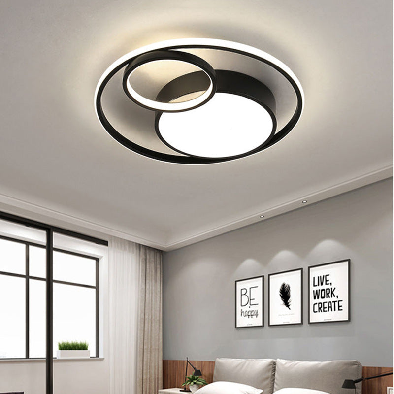 Modern Minimalist Round Heart Circle Acrylic Iron LED Flush Mount Ceiling Light For Bedroom